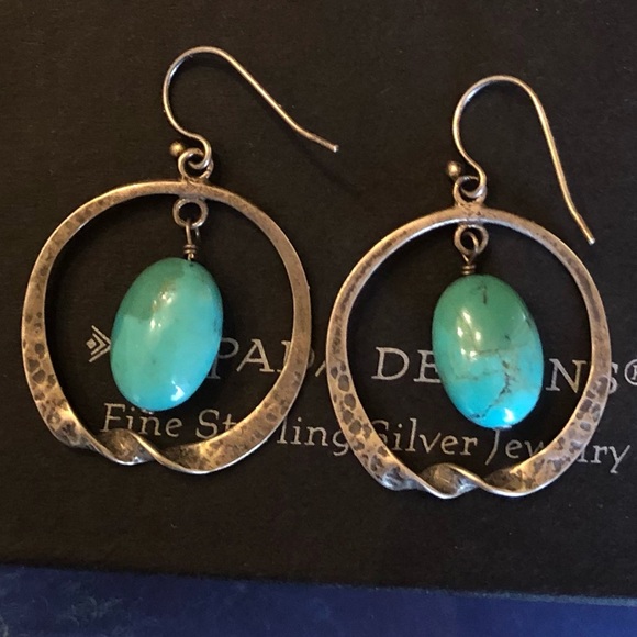 Vintage Silpada Sterling Silver Turquoise Earrings - Picture 7 of 14